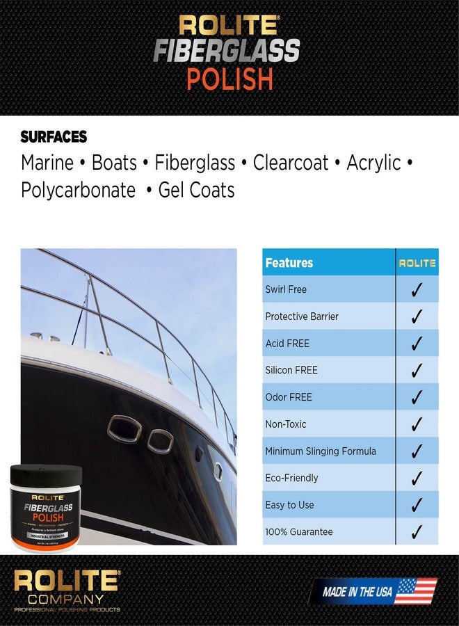 Rolite Fiberglass Polish, 4.5oz, Removes Water Spots, Staining, Oxidation & Hairline Scratches from Boats, Clearcoat, Acrylic and Polycarbonate, Effective for Deep Cleaning Fiberglass - Image 4