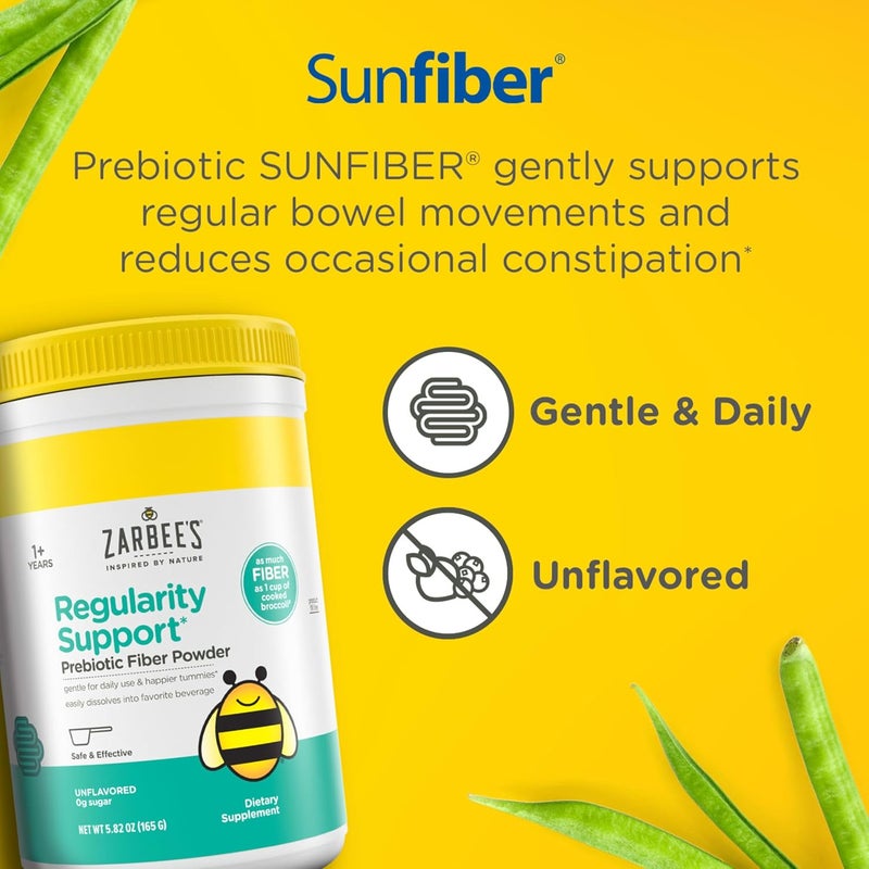 Zarbee's Zarbees Childrens Regularity Support Prebiotic Fiber Powder Flavorless Fiber Powder for Kids to Help Reduce Occasional Constipation Daily Fiber Supplement for Toddlers 582 oz - Image 2