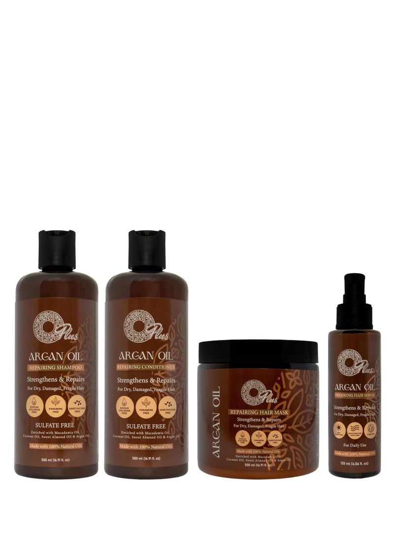OPlus Argan Oil Hair Care Set – 4-Piece Collection with Natural Oils for Hydrated and Healthy Hair, 500 ml - Image 1