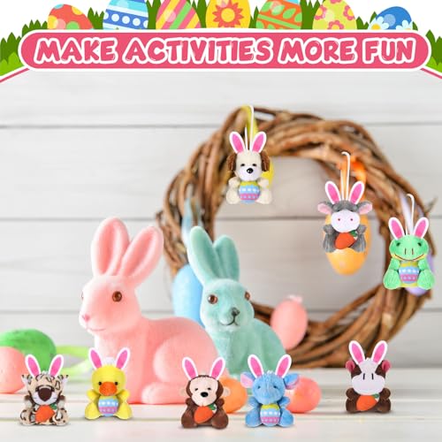 Blueweenly 24 Pcs Easter Mini Animal Plush Toy Set Small Stuffed Animal Bulk with Easter Eggs Bunny Ear Small Plush Keychain for Party Favors Basket Stuffers Classroom Prizes - Image 5