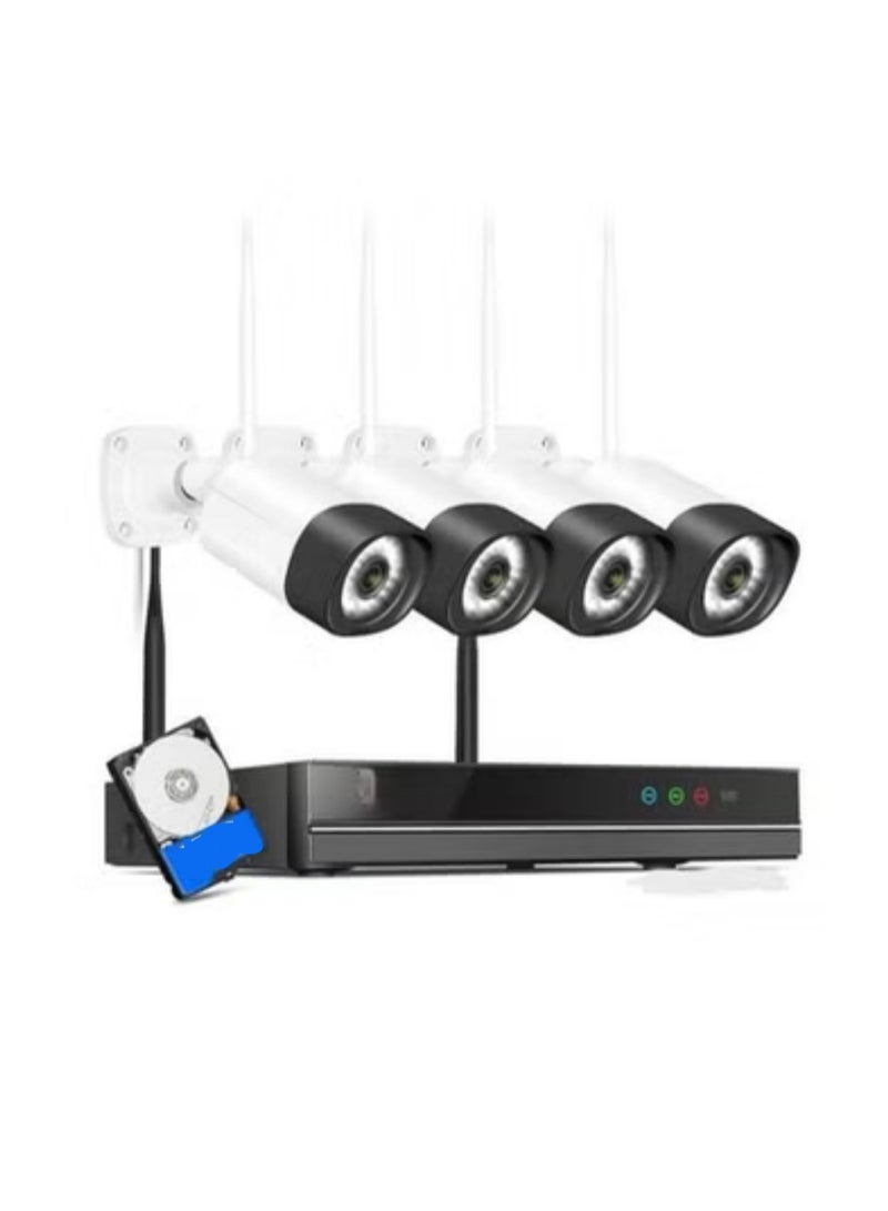 نظام كاميرات مراقبة لاسلكي 3 ميجا بيكسل - 10 قنوات NVR مع قرص صلب 1 تيرابايت و4 كاميرات ورؤية ليلية - Image 1