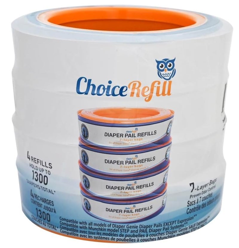 ChoiceRefill Compatible with Diaper Genie Pails, 4-Pack, 1300count - Image 2