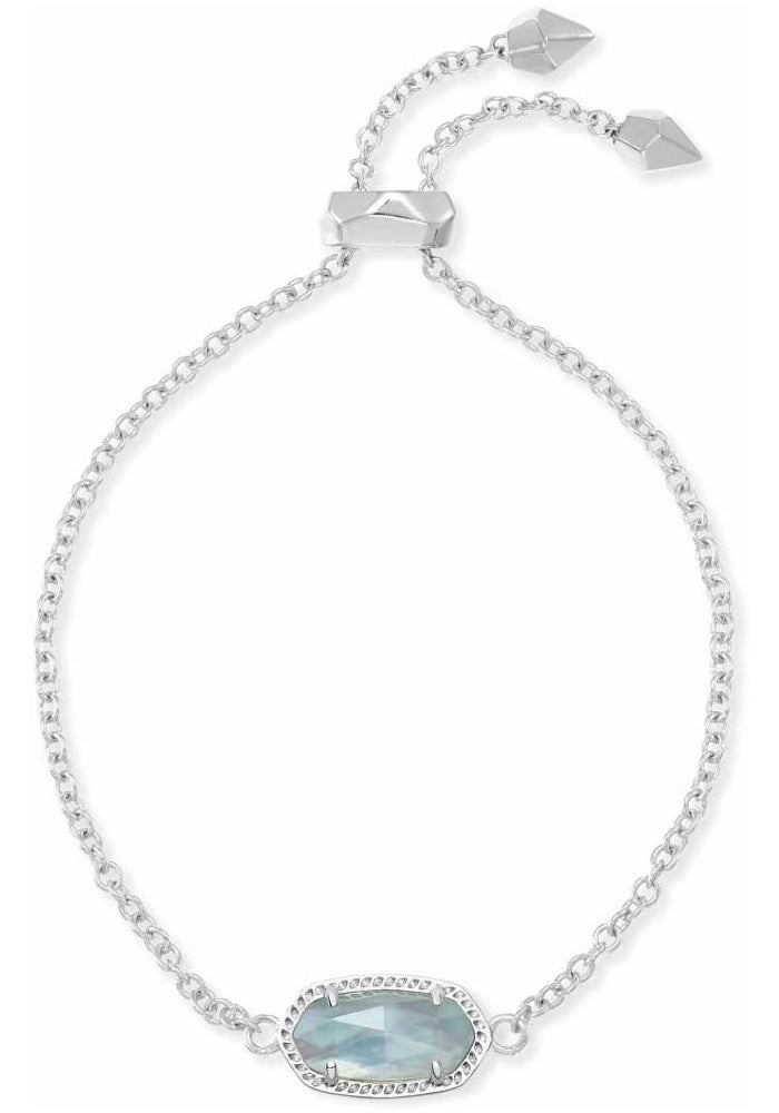 Kendra Scott Elaina Adjustable Chain Bracelet for Women - Rhodium/Light Blue Illusion - Image 1