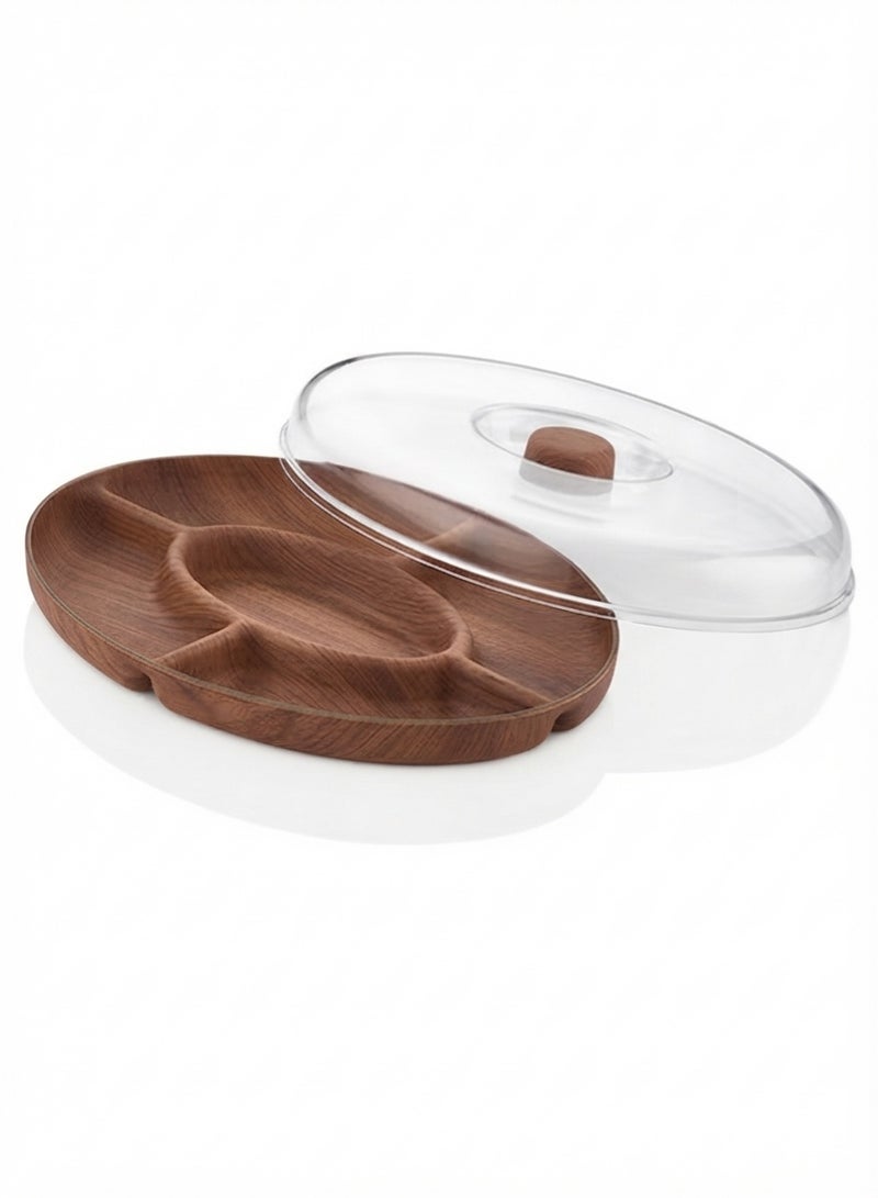 Evelin Wooden Divided Snack Tray and Nut Serving Platter - Image 3