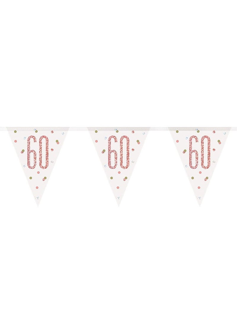 Unique 60-Years Birthday Anniversary Pennant Garland White Rose Gold 274cm