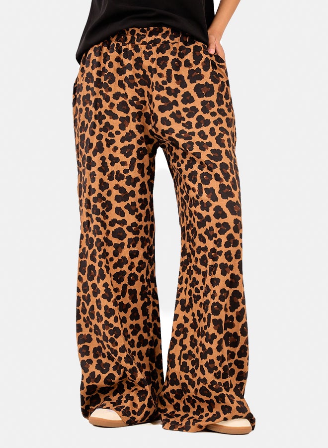 Clue Leopard Print Tencel Pants  - Image 1