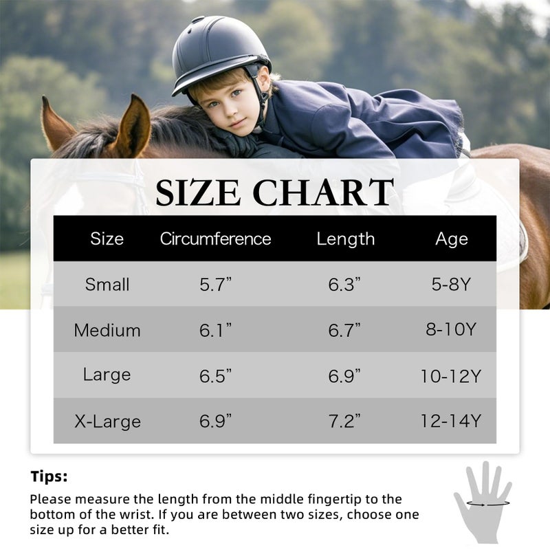 ChinFun Horse Riding Glove Equestrian Gloves Kids for Boys Girls Horseback Riding Gloves Grip for Youth Children Riding Sports Biking Cycling Gardening Black Size M - Image 4