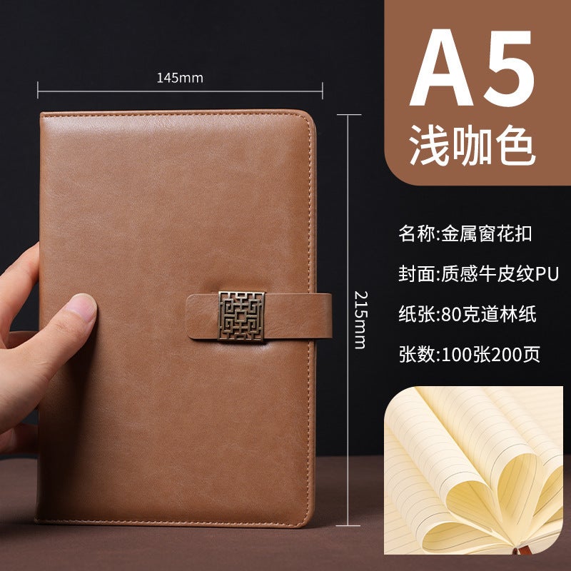 A5 Soft Surface Paperback Business Office Thickeneded Notebook With Buckle Skin Feel Soft Leather Notepad Set With Logo Printing - Image 1