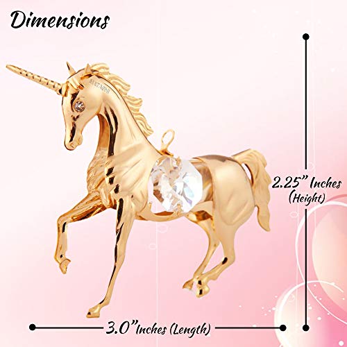 Matashi 24K Gold Plated Unicorn Ornament - Crystal Studded Hanging Decoration for Christmas Tree, Home, or Office - Unique for Mom, Grandma, Wife, Daughter Friends, and Family - Image 3