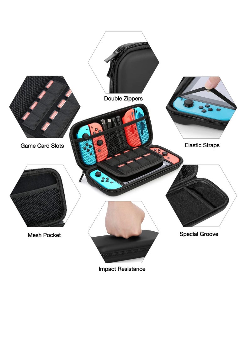 Y&D Switch Case Compatible with Fit for Nintendo 9 in 1 Accessories kit Carrying Case, Dockable Protective HD Screen Protector and 6pcs Thumb Grips Caps  - Image 3