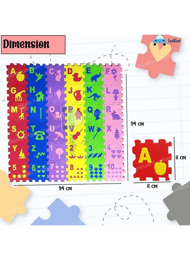 فنبلاست سجادة إسفنجية صغيرة من فن بلاست مكونة من 36 قطعة، أحجية أبجدية متشابكة للأطفال، أحجية تعليمية متشابكة للأبجدية والأرقام مع صور للأطفال - Image 2