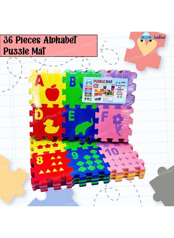 فنبلاست سجادة إسفنجية صغيرة من فن بلاست مكونة من 36 قطعة، أحجية أبجدية متشابكة للأطفال، أحجية تعليمية متشابكة للأبجدية والأرقام مع صور للأطفال - Image 3