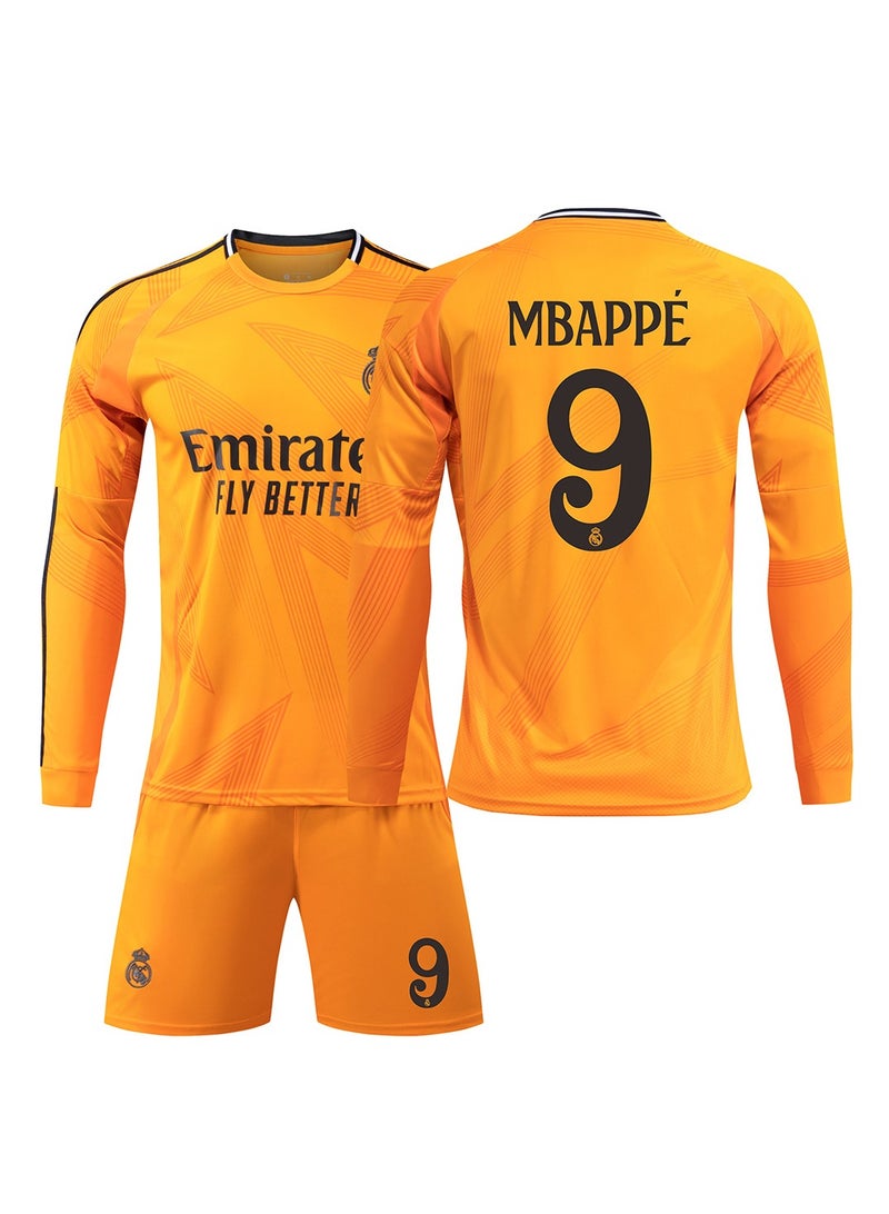 General 2024-2025 Real Madrid Away Kylian Mbappe #9 Long Sleeve Soccer Training Jersey, Soccer Jersey Tracksuit Set, Soccer Jersey/Pants Kids Size and Adult Size  - Image 1