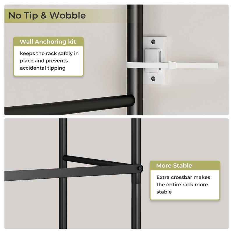 STORAGEIDEAS Small Clothes Rack with 3 Shelves, 72 Inches Tall Coat Garment Rack with Wheels, Display Clothing Racks for Hanging Clothes for Entryway, Hallway, Bedroom, Office, Living Room, Black - Image 4
