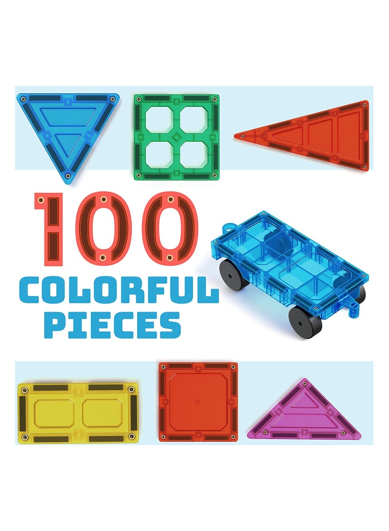 100-Piece 3D Magnetic Tile Building Set - Image 2