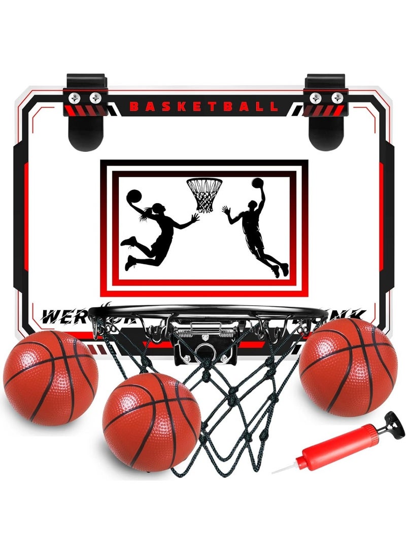 كرة السلة الداخلية للأطفال، مجموعة كرة السلة المصغرة مثبتة على الحائط مع 3 كرات، هدايا لعبة كرة السلة للأولاد والبنات الذين تتراوح أعمارهم بين 3 و 4 و 5 و 6 و 7 و 8 و 9 و 10 و 11 و 12 عامًا، ألعاب رياضية للداخل والخارج للمكاتب - Image 1