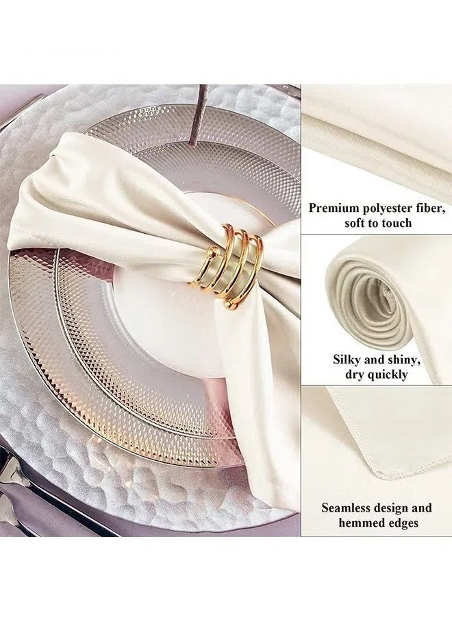 bbet Satin Napkins Square Table Napkins 10 Pcs 17x17" Soft Dinner Napkins Elegant Silk Napkins for Dinner Wedding Parties Soft Smooth Fabric Washable Napkins for Parties Weddings and Dinners (Ivory)  - Image 4