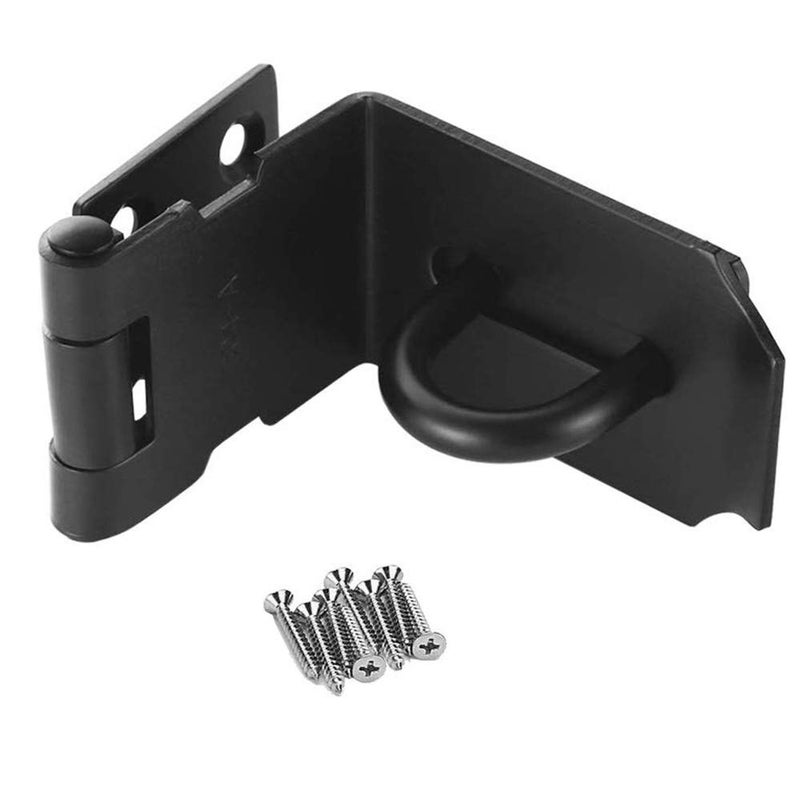 dingchi 90 Degree Stainless Steel Right Angle Padlock Hasp Locking Latch - Security Door Clasp for Push/Sliding/Barn Door, 2mm Thick, Matte Black Finish - Image 1