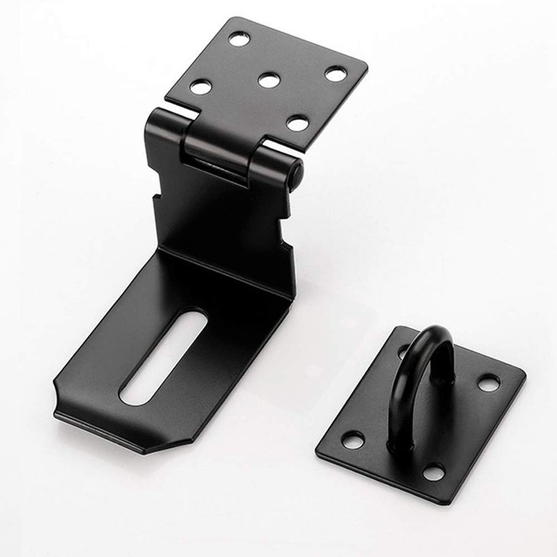 dingchi 90 Degree Stainless Steel Right Angle Padlock Hasp Locking Latch - Security Door Clasp for Push/Sliding/Barn Door, 2mm Thick, Matte Black Finish - Image 4