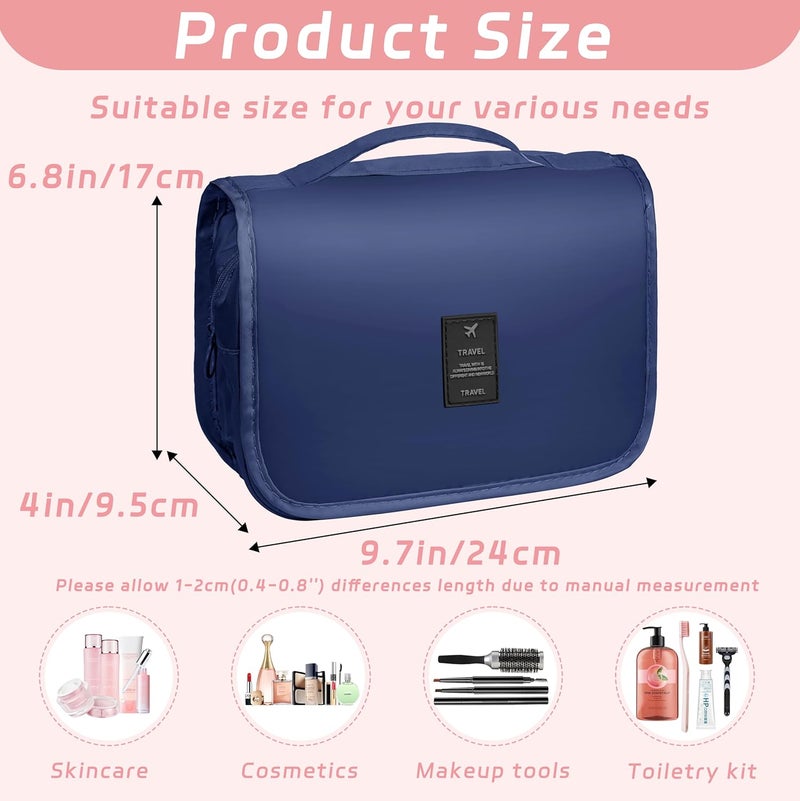 YEMEDA Toiletry Bag Travel Bag with Hanging Hook, Waterproof Capacity Hanging Multifunctional Makeup Bag for Toiletries, Portable Cosmetic Bag Travel Organizer for Women and Men(Royal Blue) - Image 2