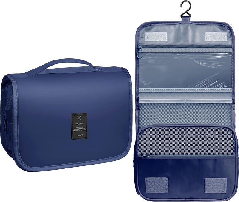 YEMEDA Toiletry Bag Travel Bag with Hanging Hook, Waterproof Capacity Hanging Multifunctional Makeup Bag for Toiletries, Portable Cosmetic Bag Travel Organizer for Women and Men(Royal Blue) - Image 1