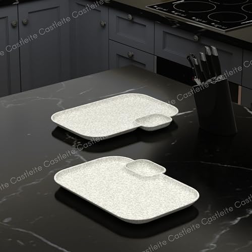 Castleite Multi-Purpose Kitchen Serving Platter: Deluxe Melamine Crockery Set of 2 - Versatile Chip and Dip Tray for Snacks, Starters & Desserts (Nantes) - Image 3