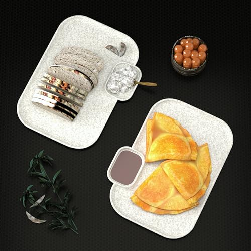 Castleite Multi-Purpose Kitchen Serving Platter: Deluxe Melamine Crockery Set of 2 - Versatile Chip and Dip Tray for Snacks, Starters & Desserts (Nantes) - Image 1