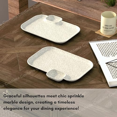 Castleite Multi-Purpose Kitchen Serving Platter: Deluxe Melamine Crockery Set of 2 - Versatile Chip and Dip Tray for Snacks, Starters & Desserts (Nantes) - Image 5