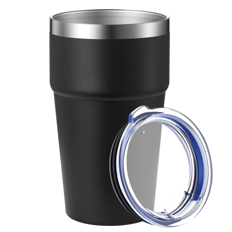 MEWAY 16oz Tumbler Double Wall Vacuum Insulated Travel Mug Bulk, Stainless Steel Tumblers with Lid, Powder Coated Coffee Cups for Cold & Hot Drinks (Black,1 Pack) - Image 1