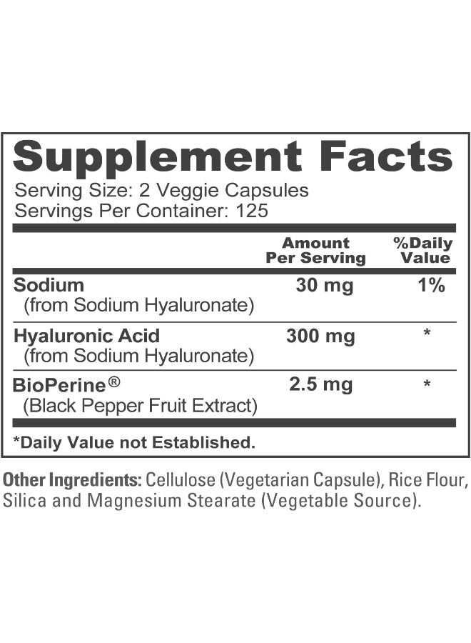 NusaPure Hyaluronic Acid 300mg 250 Veggie Capsules (Non-GMO & Gluten Free) - Image 4