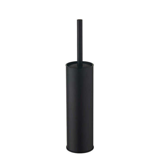 STAINLESS STEEL TOILET BRUSH WITH HOLDER 2 BLACK BRISTLE HEADS