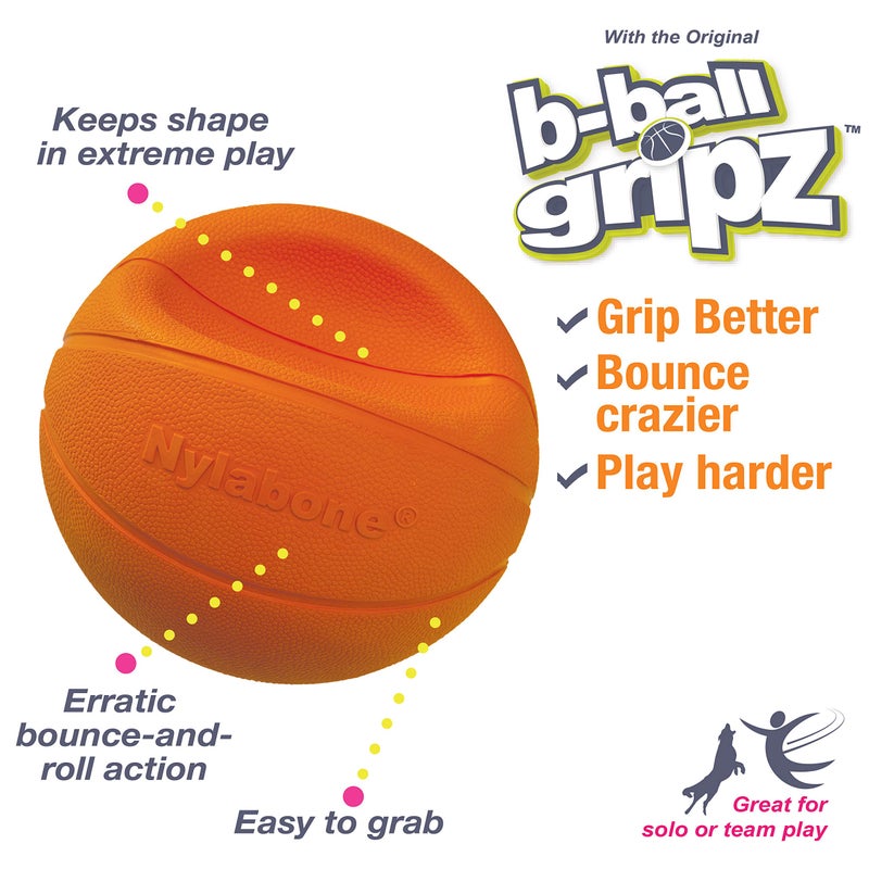 Nylabone Power Play Gripz Felt Basketball Rubber Fetch Toy, Squeaky Ball for Dogs, Medium (1 Count) - Image 2