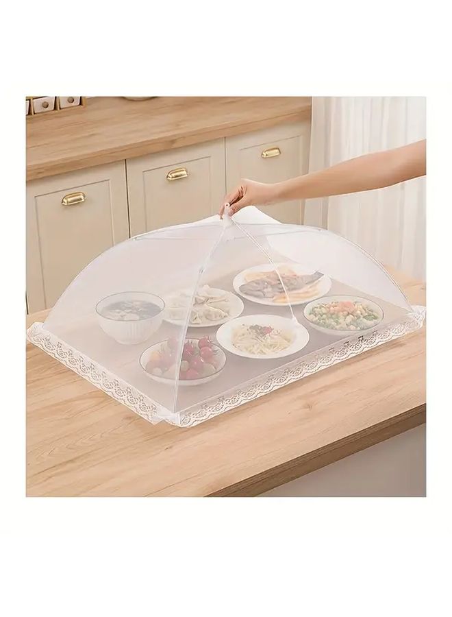 Foldable Mesh Food Cover 43cm Dustproof Vegetable Protector With Lace Trim - Image 1