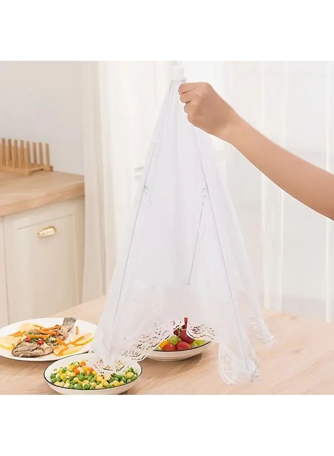 Foldable Mesh Food Cover 43cm Dustproof Vegetable Protector With Lace Trim - Image 2