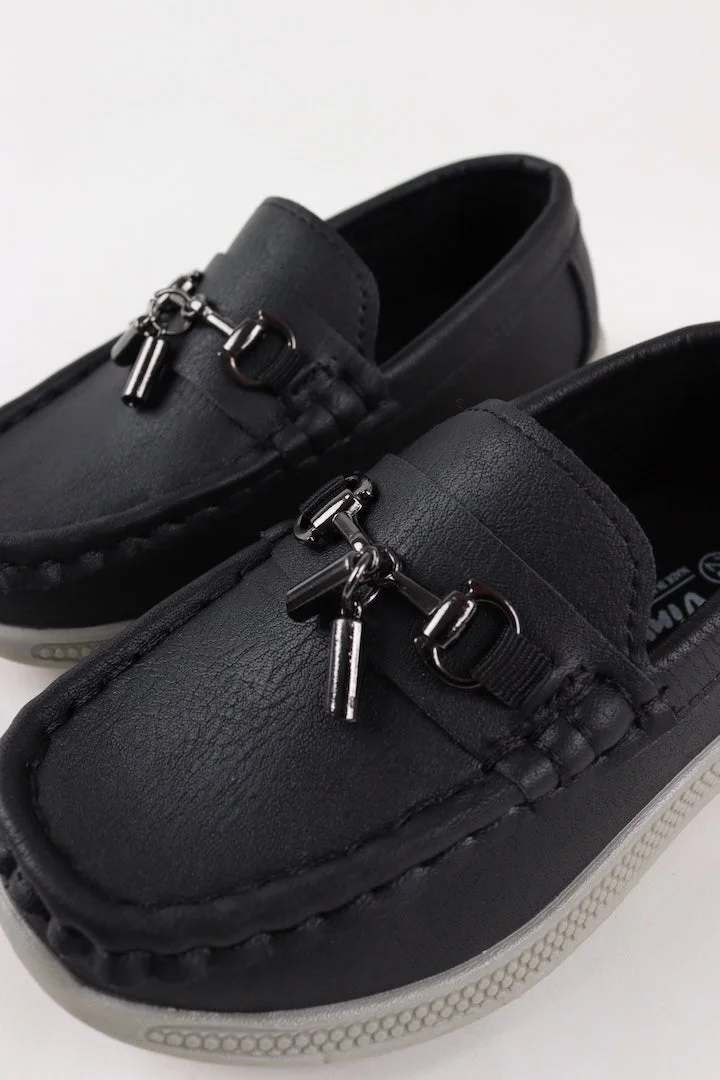 Viny Black Viny Boys Slip-On Loafers – Comfortable PU Kids Casual Shoes for School & Everyday Wear – Blue, Black, Tan, Coffee  | Best Price UAE
