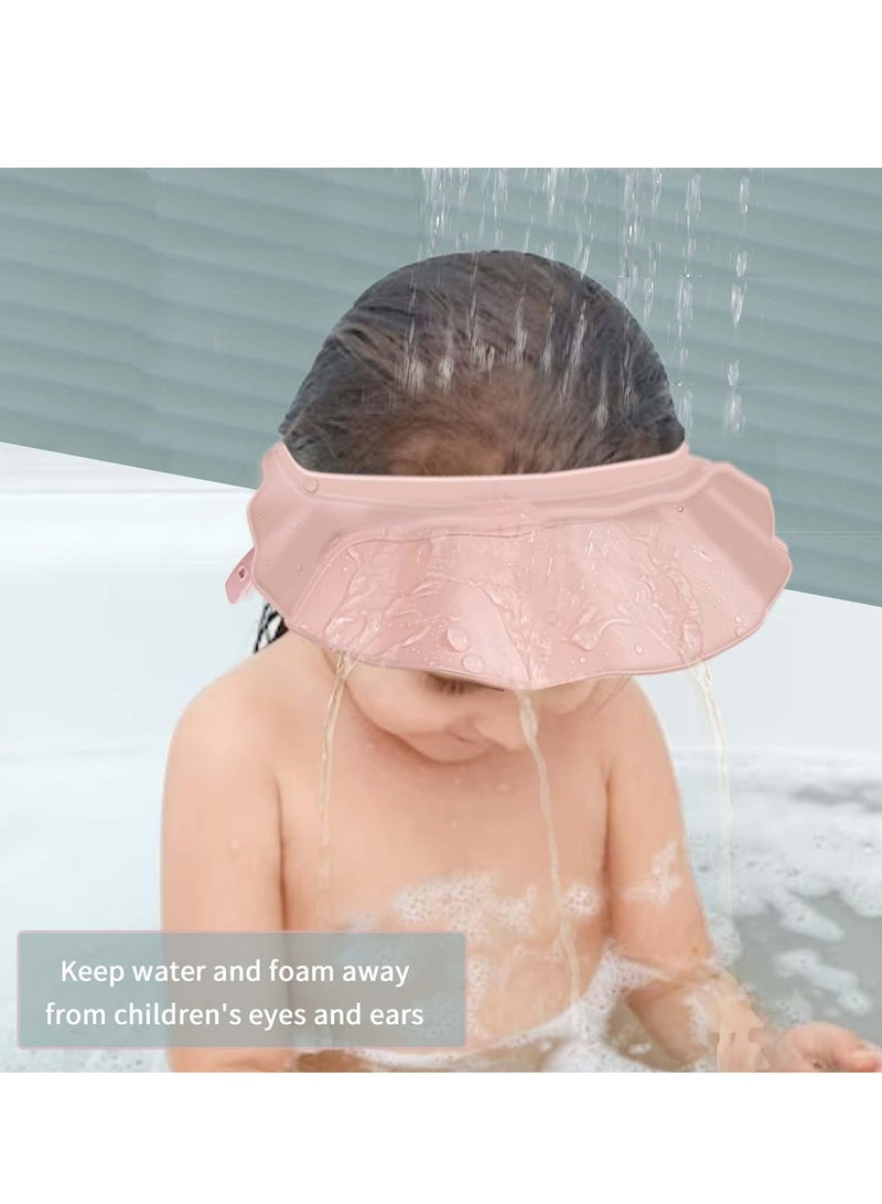 إسكدنيا تقنية قبعة الاستحمام المتعددة الاستخدامات - قبعة استحمام متواثمة للأطفال والرضع لحماية العينين والأذنين (وردي) - Image 2