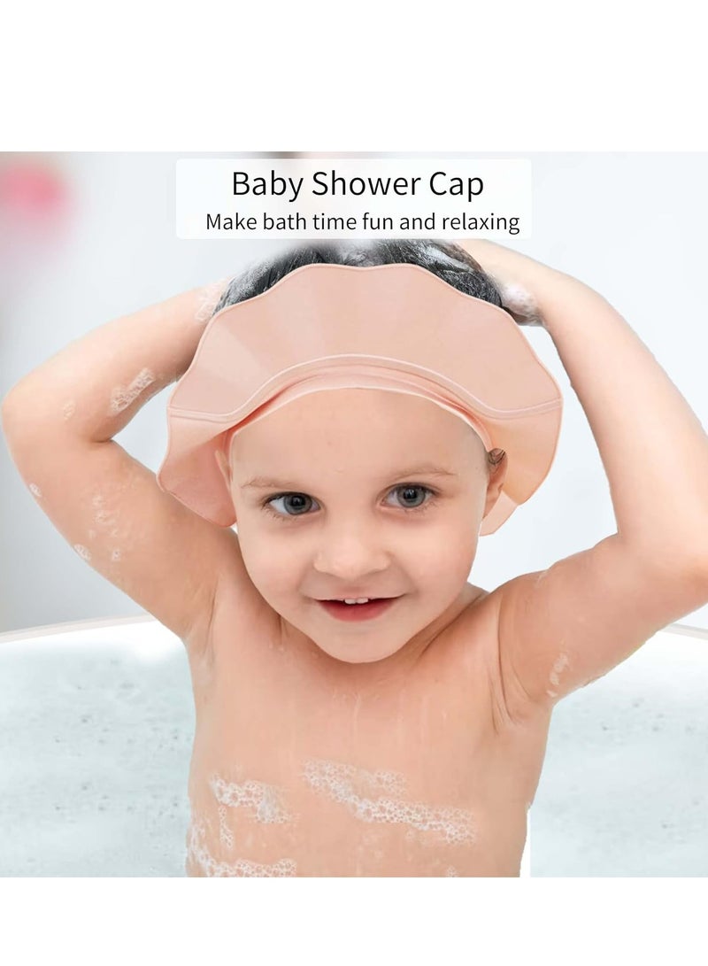 إسكدنيا تقنية قبعة الاستحمام المتعددة الاستخدامات - قبعة استحمام متواثمة للأطفال والرضع لحماية العينين والأذنين (وردي) - Image 3