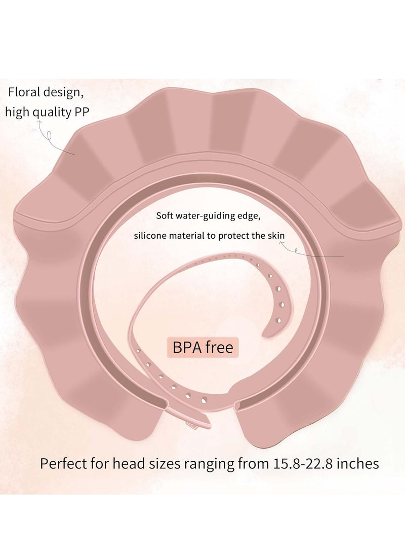 إسكدنيا تقنية قبعة الاستحمام المتعددة الاستخدامات - قبعة استحمام متواثمة للأطفال والرضع لحماية العينين والأذنين (وردي) - Image 4