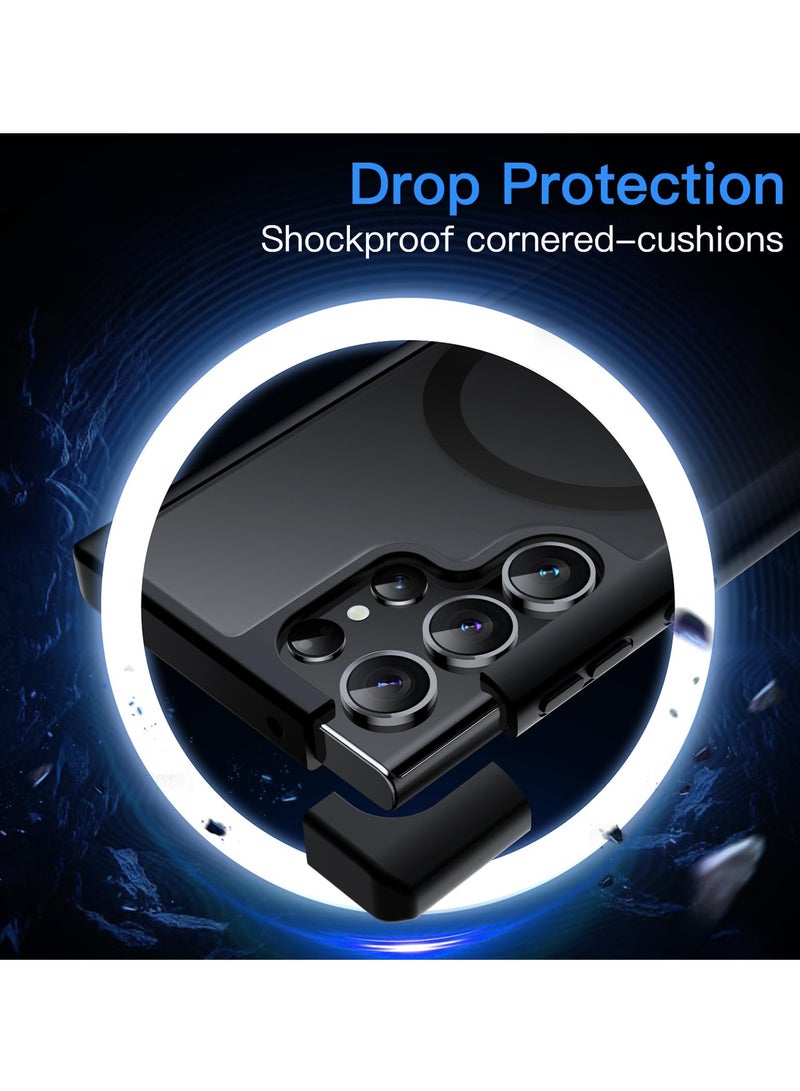 جي تيك حافظة مغناطيسية لهاتف سامسونج جالاكسي S23 الترا 5G 6.8 بوصة متوافقة مع غطاء الهاتف الخلفي الشفاف غير اللامع المقاوم للصدمات من MagSafe باللون الأسود - Image 2