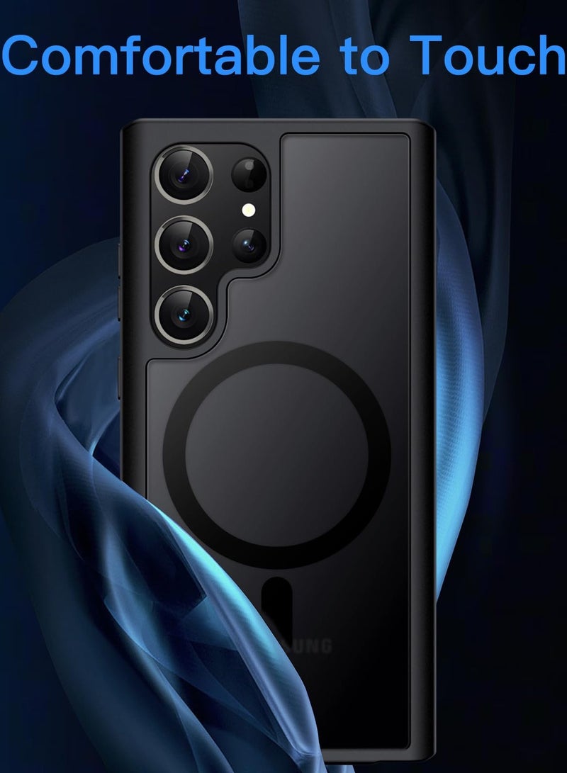 جي تيك حافظة مغناطيسية لهاتف سامسونج جالاكسي S23 الترا 5G 6.8 بوصة متوافقة مع غطاء الهاتف الخلفي الشفاف غير اللامع المقاوم للصدمات من MagSafe باللون الأسود - Image 5