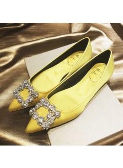 Generic 2024 New Rhinestone Satin Flats Yellow Yellow 