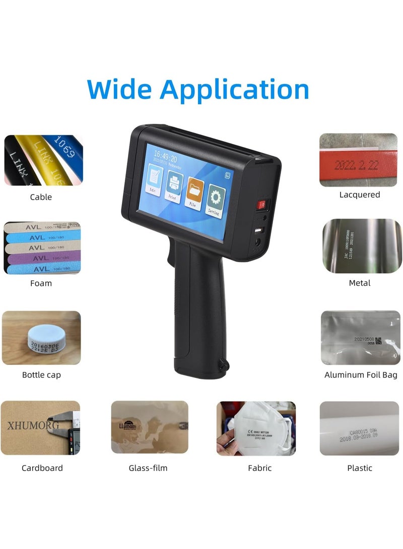 Bisofice Portable Handheld Printer Hand Inkjet Printer Code Printer with 4.3 Inch Touch Screen, 600 DPI, Quick Drying Ink Cartridge - Image 2