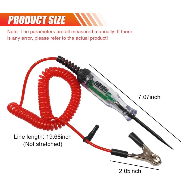 LHDOS Automotive Test Light, 5-90V LED Digital Voltage Tester Display with Voltmeter, Bidirectional Light Circuit Tester with Extended Spring Wire & Probe, Auto Electric Test Pen for Car, Truck, SUV (1 Set) - Image 2