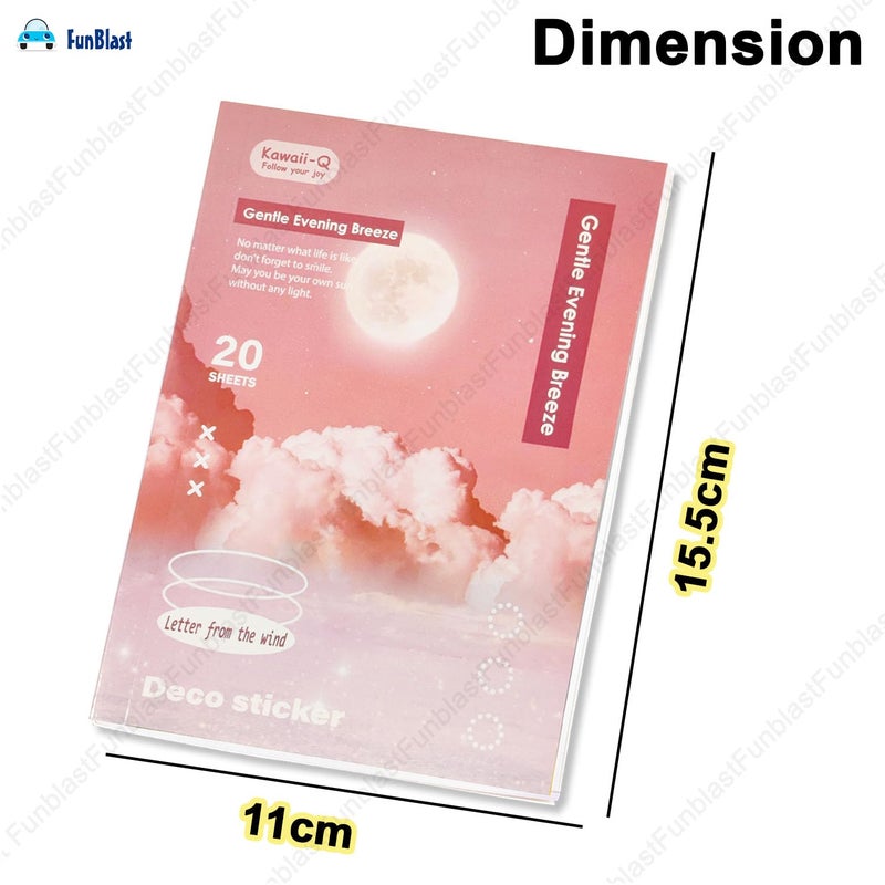 FunBlast مجموعة كتاب الملصقات – 20 ورقة/240+ ملصق ورقي كتيب، ملصقات ديكور دفتر ملاحظات إبداعية ريترو، ملصقات للمشاريع، ملصقات بأسلوب ياباني، دفاتر، تزيين القصاصات (وردي) - Image 2