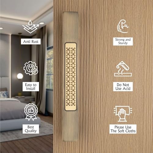 COMPASS 12" Brass Main Door Handle | Door Handles for Main Door | Pull Handles for All The Doors of House | Office | Hotels | PH-HXJ (Pack of 1, Antique Finish) - Image 4
