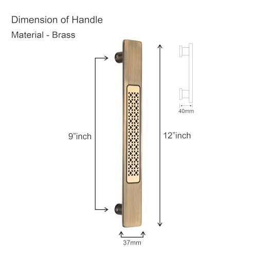 COMPASS 12" Brass Main Door Handle | Door Handles for Main Door | Pull Handles for All The Doors of House | Office | Hotels | PH-HXJ (Pack of 1, Antique Finish) - Image 3