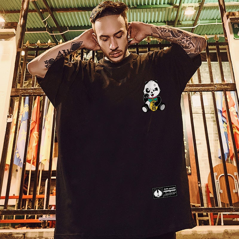 2021 New Year New Style National Fashion Short-sleeved Men's Fashionable Fat Men's Fashion Brand T-shirt Loose Trendy Large Size Red Half-sleeved T-shirt - Image 4