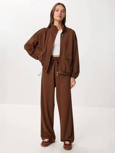 Happiness İstanbul ISTANBUL Pocket Detail Jacket &  Wide Leg Pants Two-Piece Set