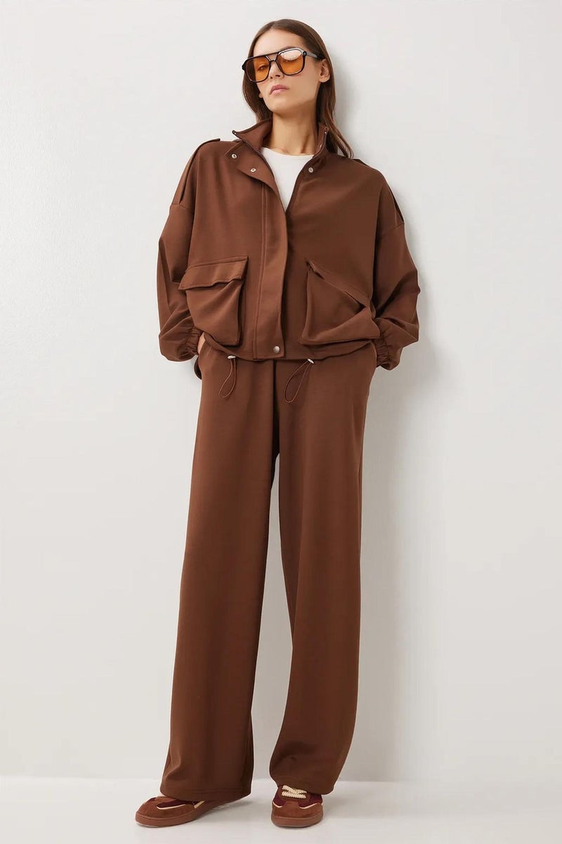 Happiness İstanbul ISTANBUL Pocket Detail Jacket &  Wide Leg Pants Two-Piece Set - Image 2