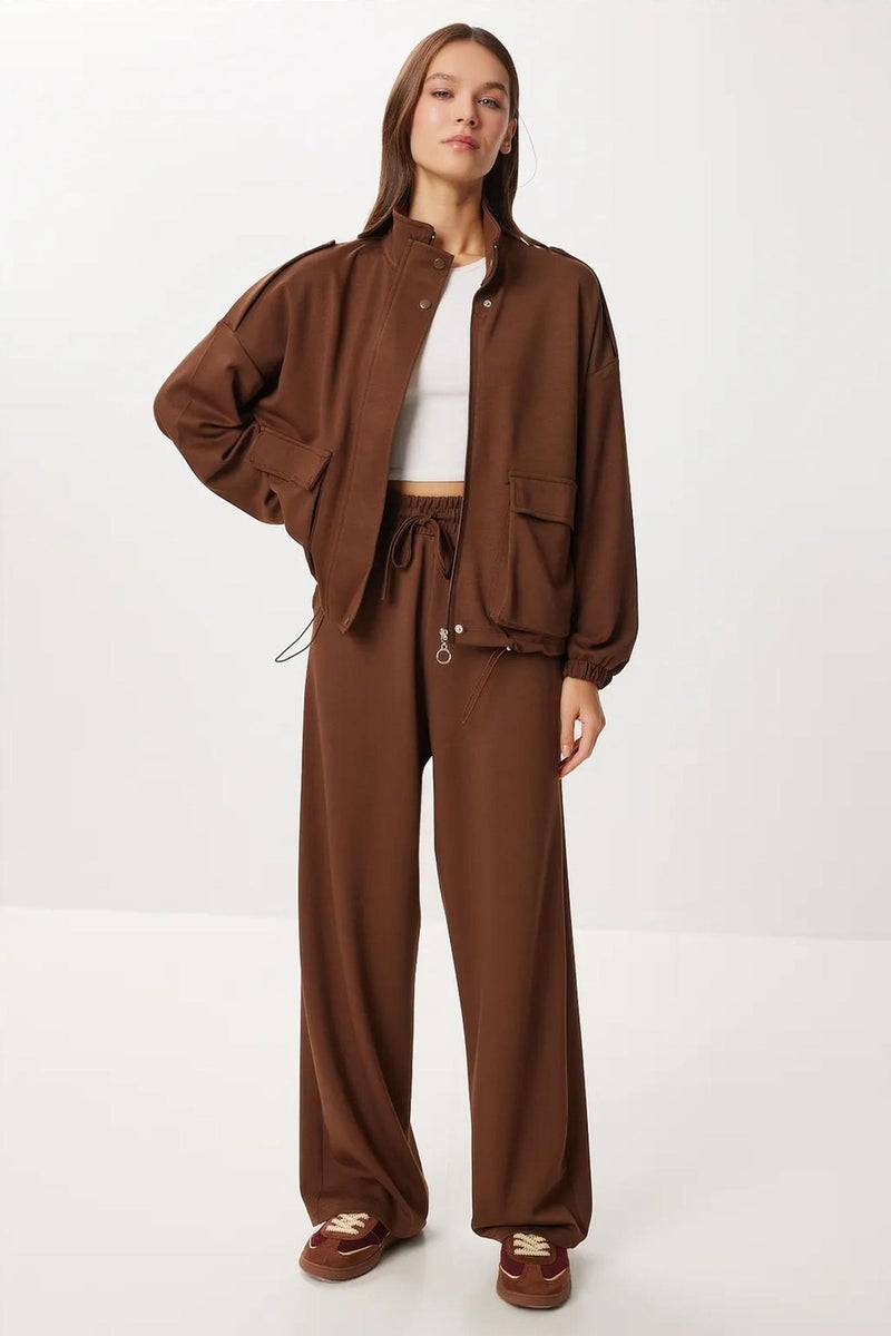 Happiness İstanbul ISTANBUL Pocket Detail Jacket &  Wide Leg Pants Two-Piece Set - Image 1